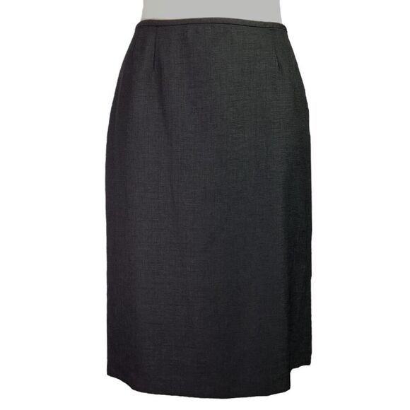 Le Suit Straight Skirt Women 18 Black Poplin Lined Midi Slit Zip Career Office - Picture 1 of 6